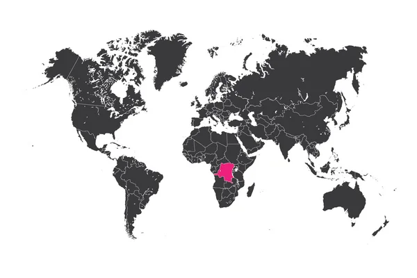 Карта мира с выбранной страной Демократической Республики — стоковое фото