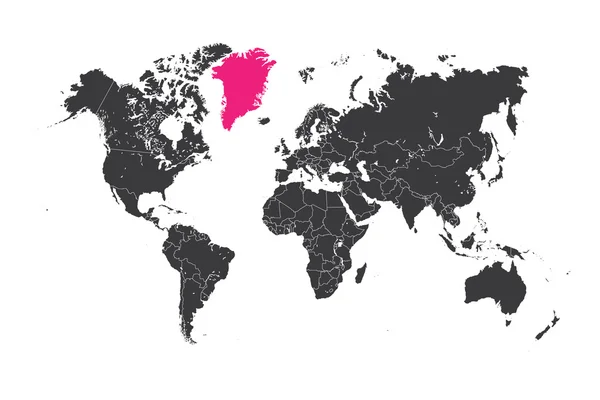 Mapa světa s vybranou zemí Grónska — Stock fotografie