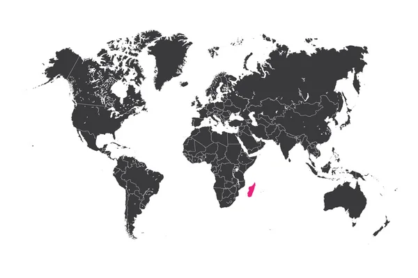 Mapa del mundo con un país seleccionado de Madagascar —  Fotos de Stock