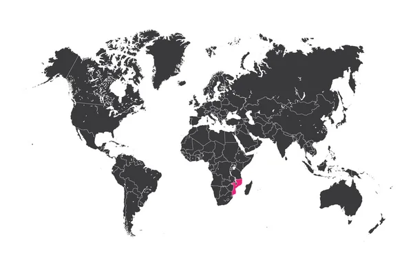 Mapa do mundo com um país selecionado de Moçambique — Fotografia de Stock