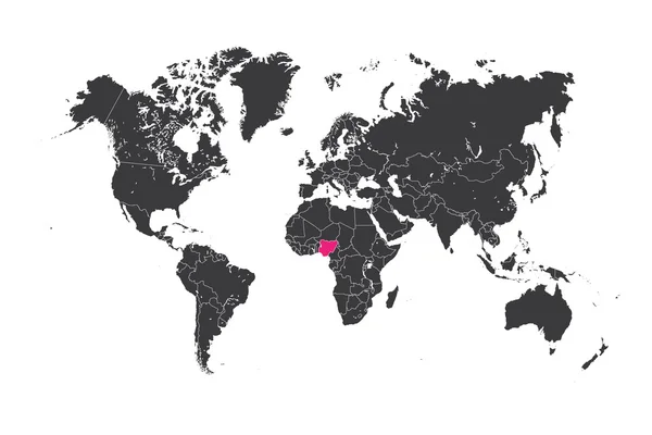 Mapa del mundo con un país seleccionado de Nigeria —  Fotos de Stock