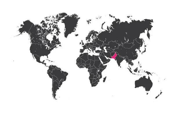 Mappa del mondo con un paese selezionato del Pakistan — Foto Stock