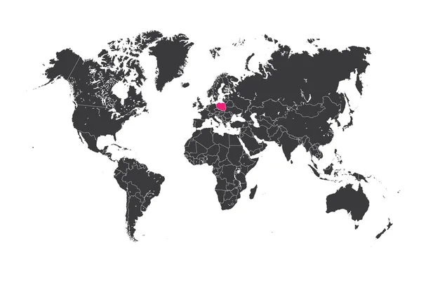 Mapa świata z wybranego kraju, Polska — Zdjęcie stockowe