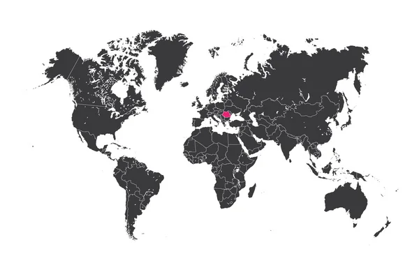 Mapa do mundo com um país seleccionado da Roménia — Fotografia de Stock