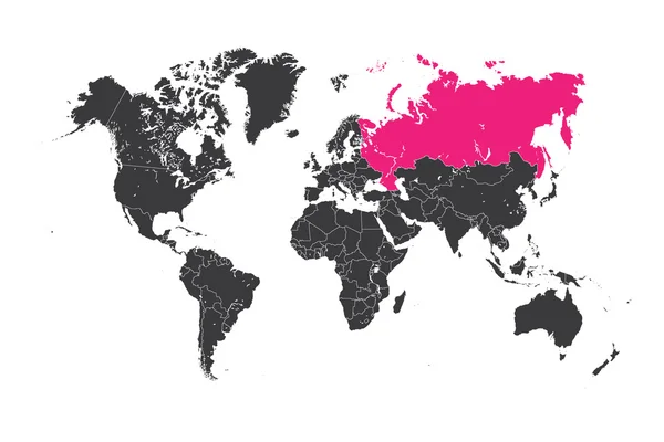 Map of the world with a selected country of Russia — Stock Photo, Image