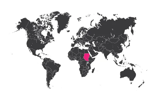 Karta över världen med valda land i Sudan — Stockfoto