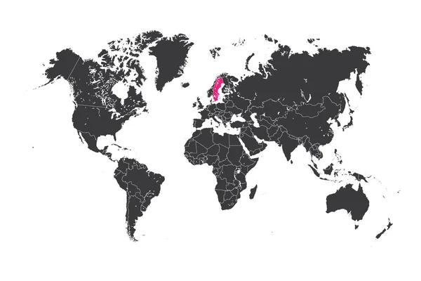 Mapa świata z wybranego kraju, Szwecja — Zdjęcie stockowe