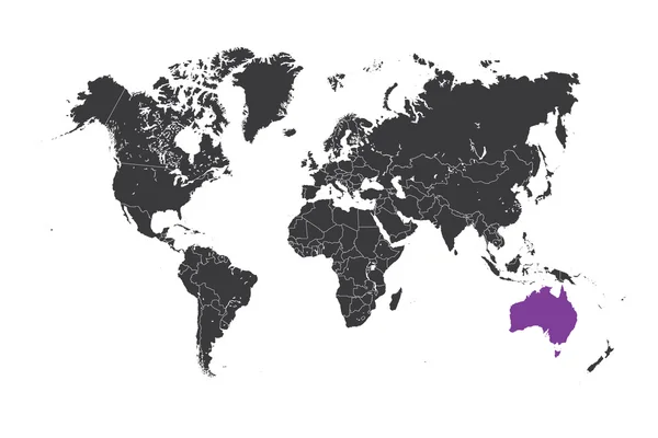 Mappa del mondo con un paese selezionato dell'Australia — Foto Stock