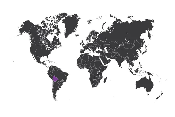 ボリビアの選択した国の世界地図 — ストック写真