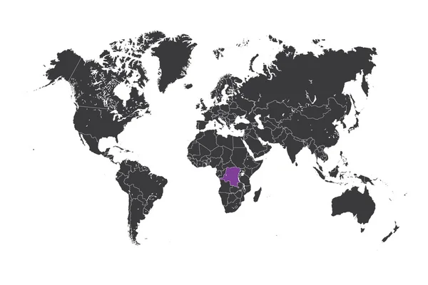 Kaart van de wereld met een geselecteerde land van democratische Republiek — Stockfoto