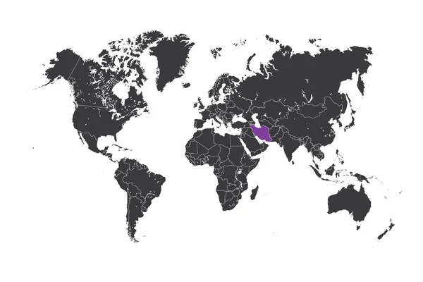 Mappa del mondo con un paese selezionato dell'Iran — Foto Stock