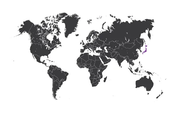Kartta maailman valitun maan Japanin — kuvapankkivalokuva