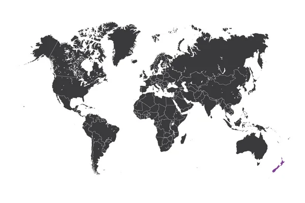 Χάρτης του κόσμου με μια επιλεγμένη χώρα της Νέας Ζηλανδίας — Φωτογραφία Αρχείου