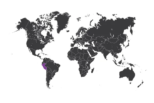 Kaart van de wereld met een geselecteerde land van Peru — Stockfoto