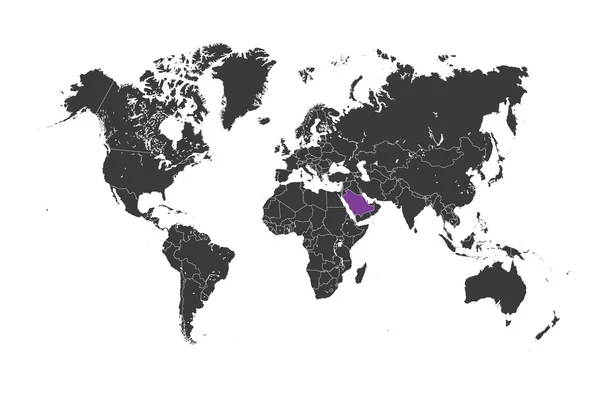 Mapa do mundo com um país selecionado da Arábia Saudita — Fotografia de Stock
