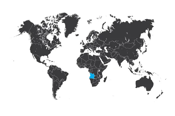 Mapa do mundo com um país seleccionado de Angola — Fotografia de Stock