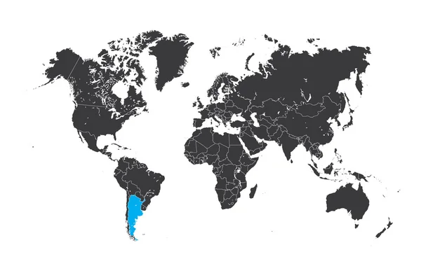 Map of the world with a selected country of Argentina — Stock Photo, Image