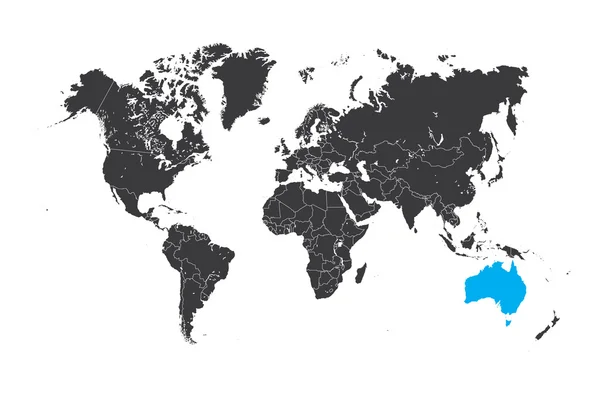 Mappa del mondo con un paese selezionato dell'Australia — Foto Stock