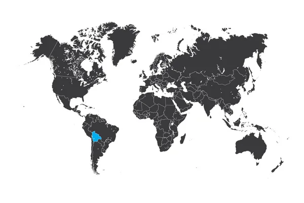 Map of the world with a selected country of Bolivia — Stock Photo, Image