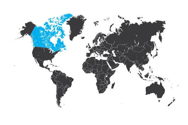 Kaart van de wereld met een geselecteerde land van Canada — Stockfoto