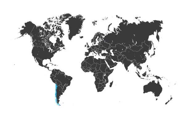 Mapa del mundo con un país seleccionado de Chile — Foto de Stock