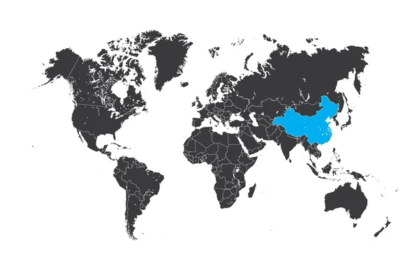 Mapa světa s vybrané země Čína — Stock fotografie