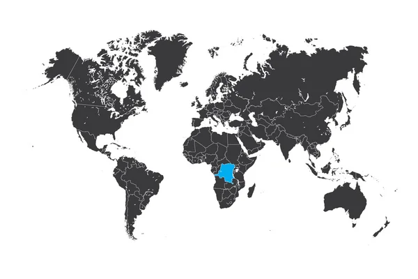 Mapa do mundo com um país selecionado da República Democrática — Fotografia de Stock