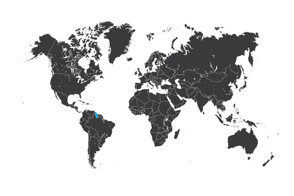Carte du monde avec un pays sélectionné de Guyane — Photo