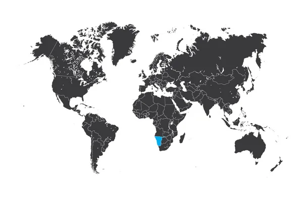 Карта мира с выбранной страной Намибии — стоковое фото