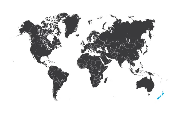 Mapa del mundo con un país seleccionado de Nueva Zelanda — Foto de Stock