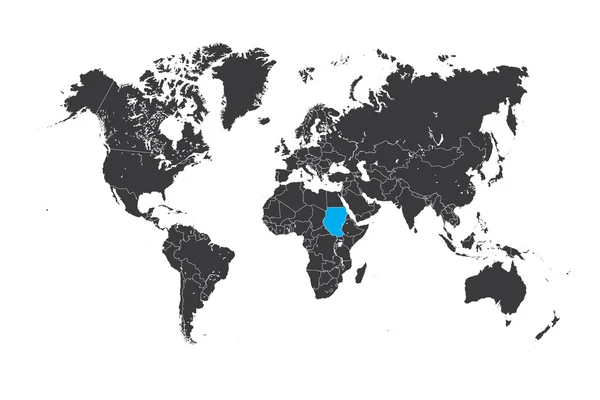 Map of the world with a selected country of Sudan — Stock Photo, Image