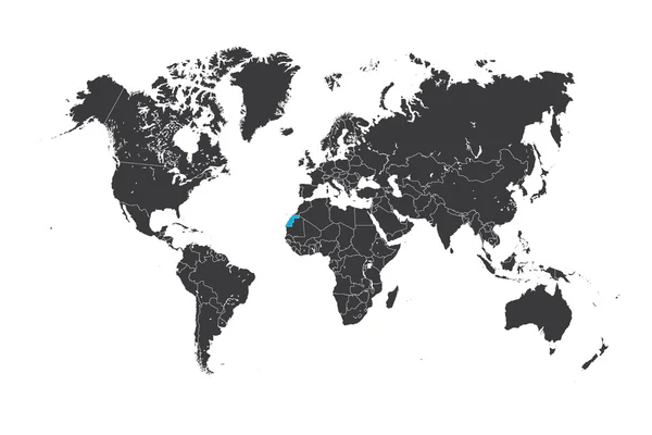 Mapa světa s vybranou zemí západní Sahara — Stock fotografie