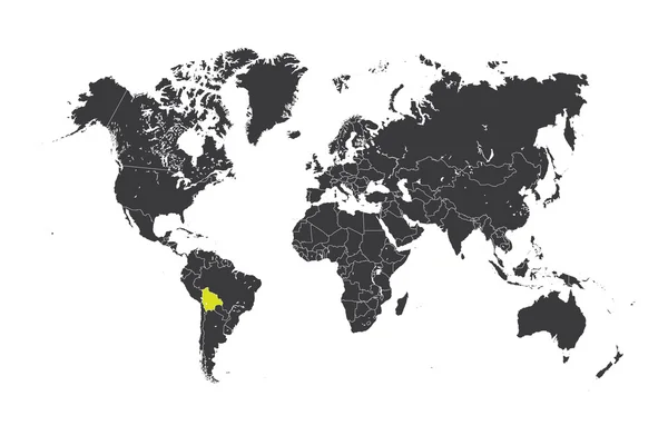 Mapa del mundo con un país seleccionado de Bolivia —  Fotos de Stock