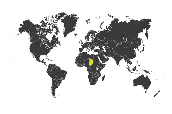 Çad'ın seçili bir ülke ile Dünya Haritası — Stok fotoğraf