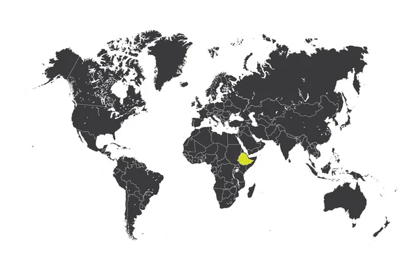 Mappa del mondo con un paese selezionato dell'Etiopia — Foto Stock