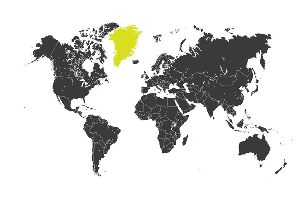 グリーンランドの選択した国の世界地図 — ストック写真