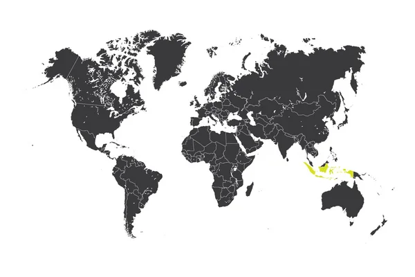 Mappa del mondo con un paese selezionato dell'Indonesia — Foto Stock