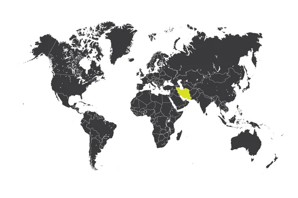 Mapa del mundo con un país seleccionado de Irán —  Fotos de Stock
