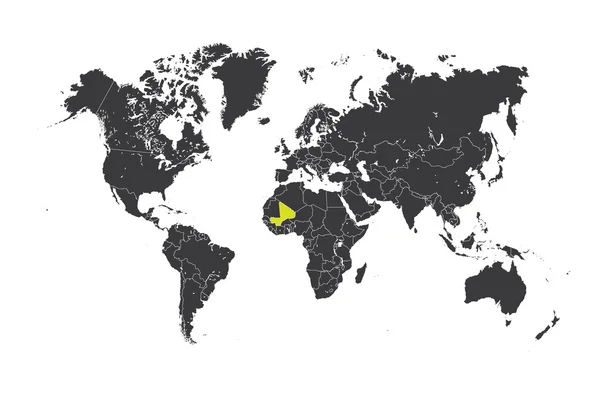 Mapa świata z wybranego kraju, Mali — Zdjęcie stockowe