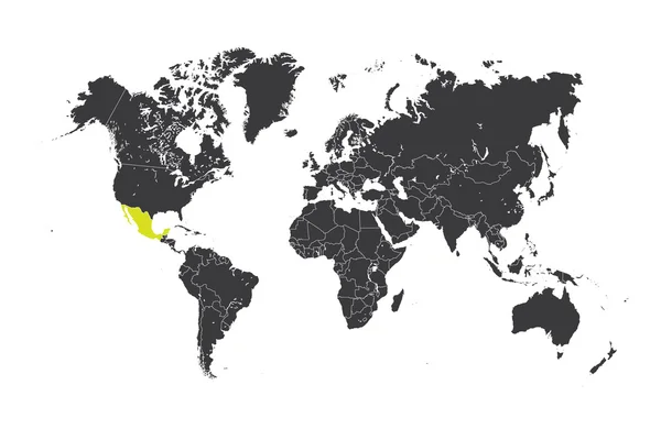 墨西哥所选国家的世界地图 — 图库照片