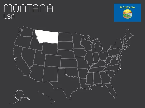 Mapa de los Estados Unidos de América con 1 estado seleccionado  - — Foto de Stock