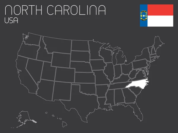 Мапа Сполучених Штатів Америки з 1 держава обрана - — стокове фото