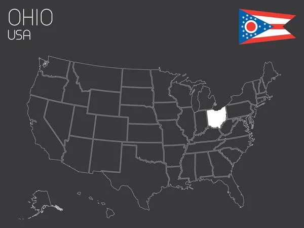 Mapa dos Estados Unidos da América com 1 estado selecionado  - — Fotografia de Stock