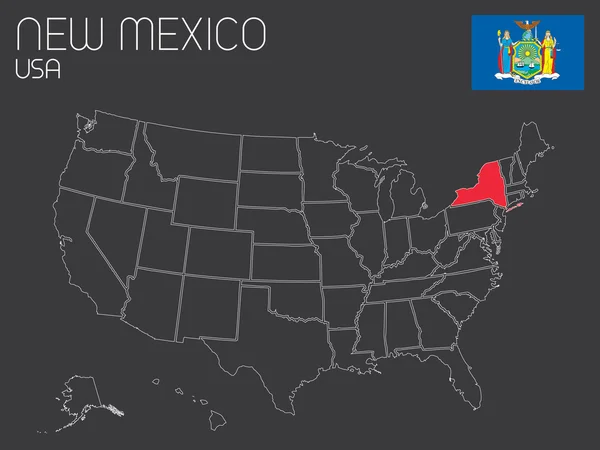 Mapa dos Estados Unidos da América com 1 estado selecionado  - — Fotografia de Stock