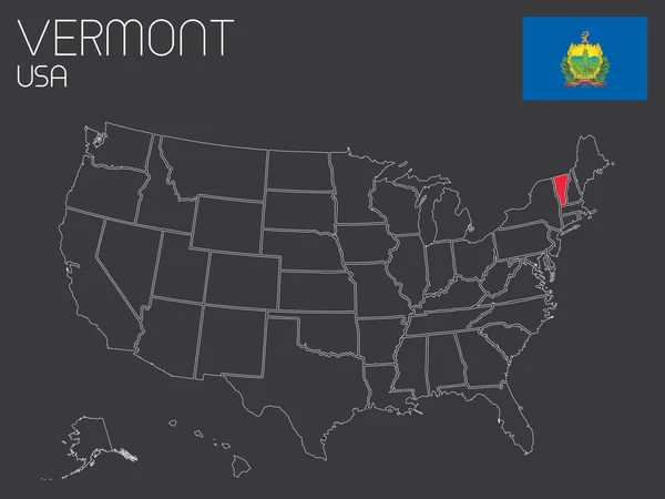 Mappa degli Stati Uniti d'America con 1 stato selezionato  - — Foto Stock