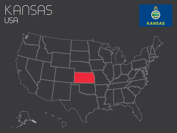 Mapa de los Estados Unidos de América con 1 estado seleccionado  - —  Fotos de Stock