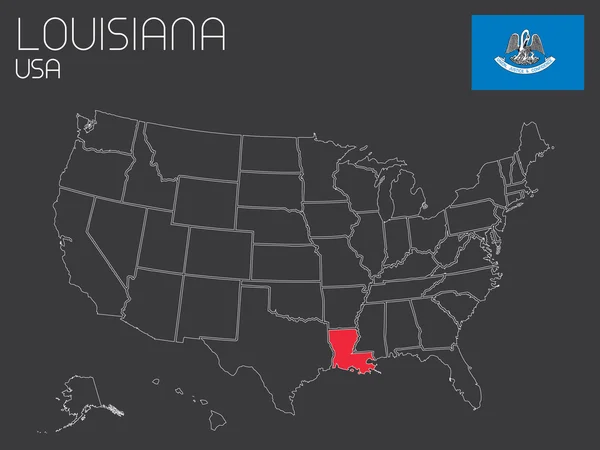 Mapa de los Estados Unidos de América con 1 estado seleccionado  - —  Fotos de Stock