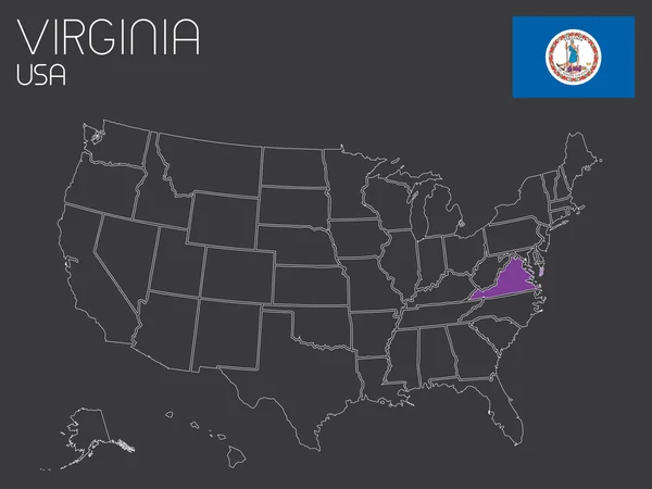 Mapa de los Estados Unidos de América con un estado seleccionado — Foto de Stock