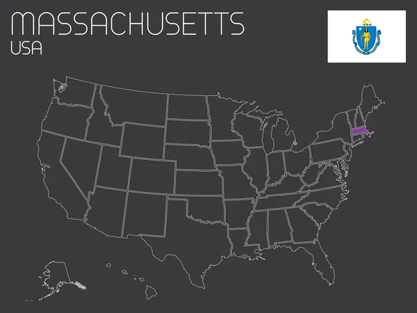 地図、選択した 1 つの状態を持つアメリカ合衆国 — ストック写真