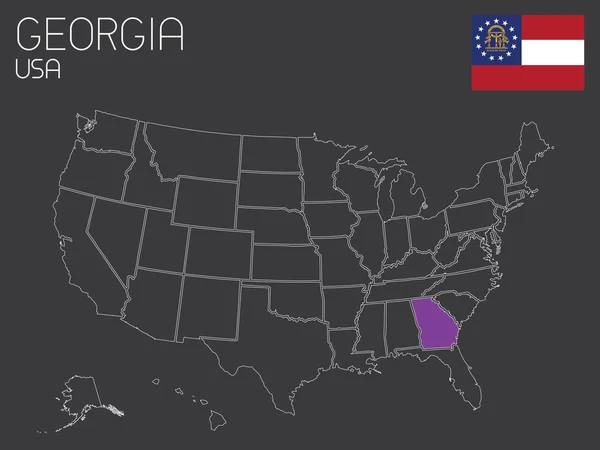 Mapa dos Estados Unidos da América com um estado selecionado — Fotografia de Stock